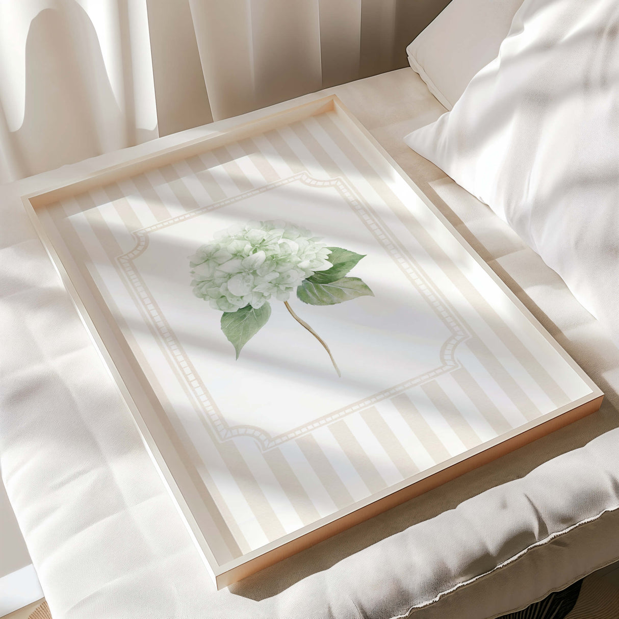 Beige hydrangea watercolor artwork floral botanical prints digital set of 6
