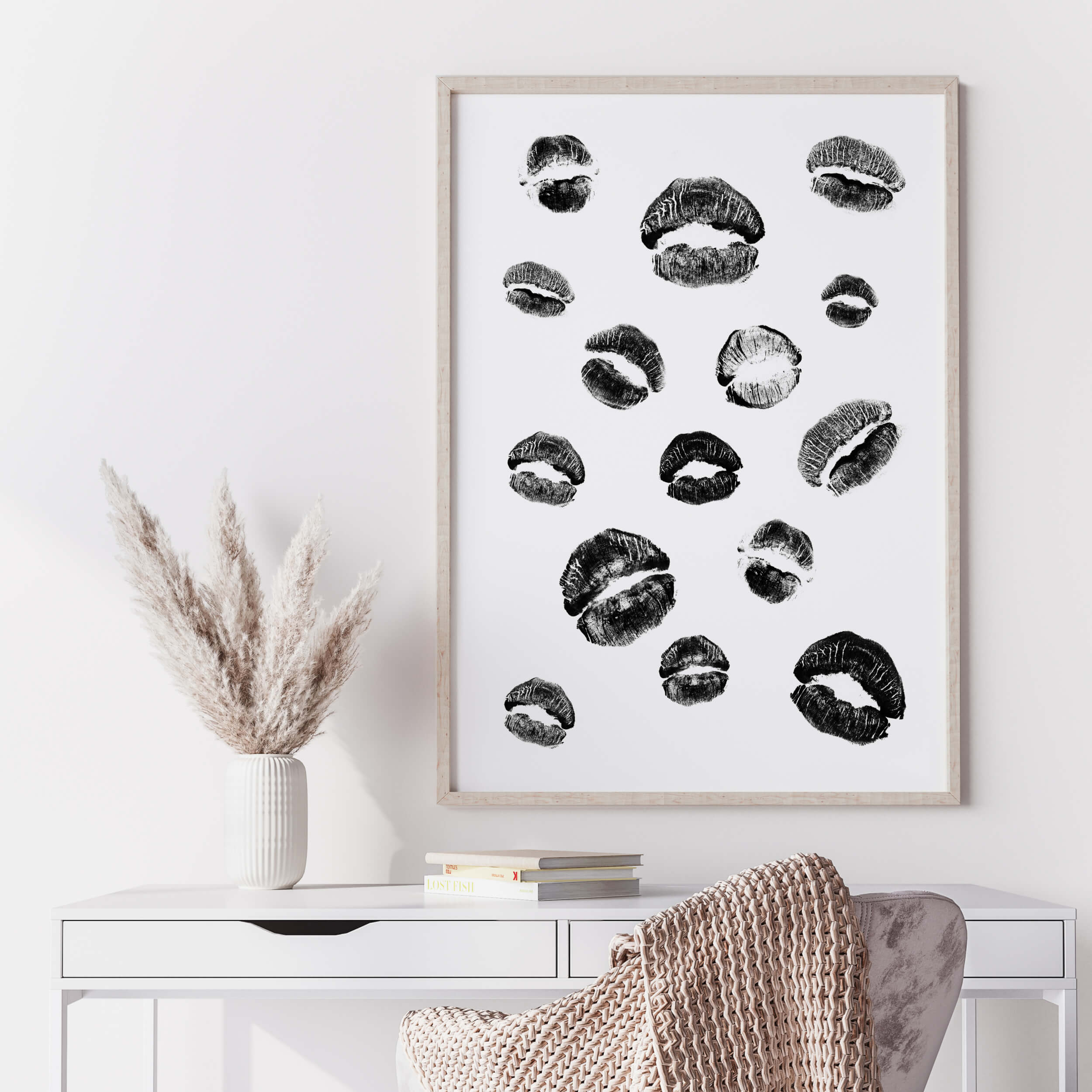 Black Lips Print - Lipstick Print - Kisses Print - Fashion Wall