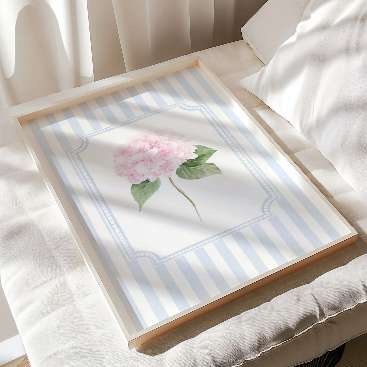 Pastel pink and blue floral wall art for living room or nursery printable