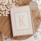 Pink striped nursery initial print personalized baby girl wall art printable letters