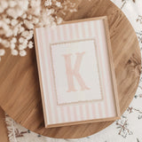 Blush pink alphabet wall art printable initial letter A to Z nursery decor digital download