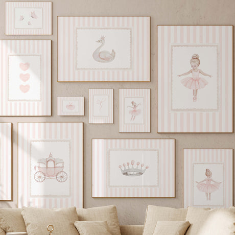 Ballerina nursery wall art printable set of 27 pink ballet girl decor digital download