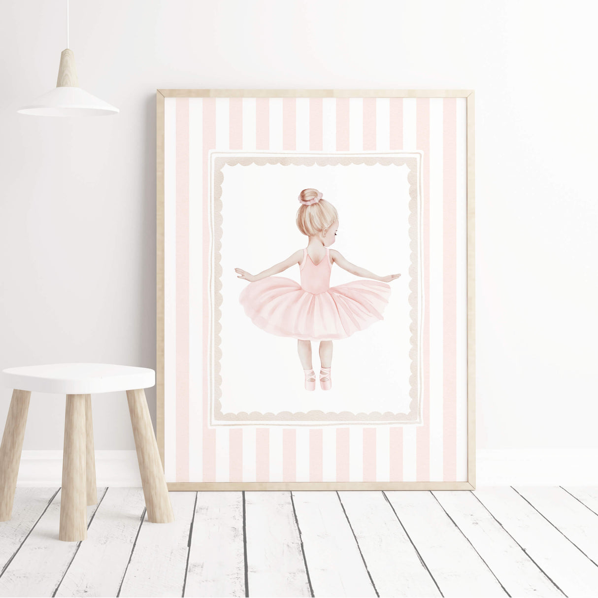 Ballerina dancer watercolor illustrations pink nursery gallery wall art set