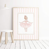 Ballerina dancer watercolor illustrations pink nursery gallery wall art set