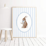 Instant download nursery wall art with whimsical animal illustrations in blue and white.

