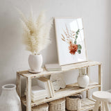 Boho Wildflower Prints - Green - Orange - Beige - Set of 3