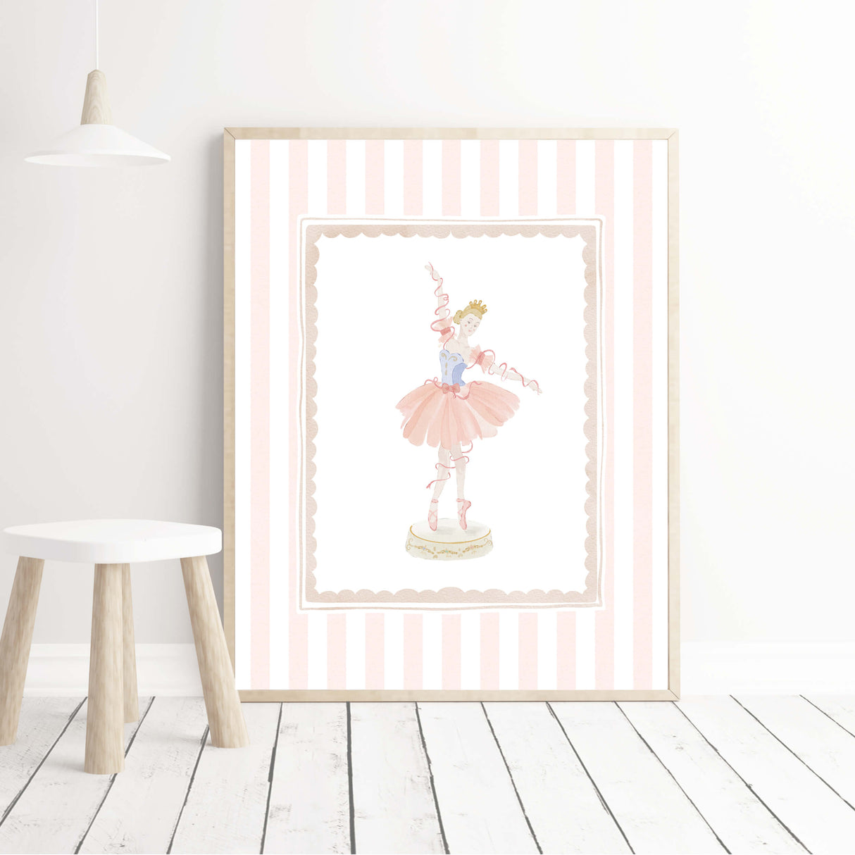 Printable nursery gallery wall set with hot air balloon ballerina and carousel horse


