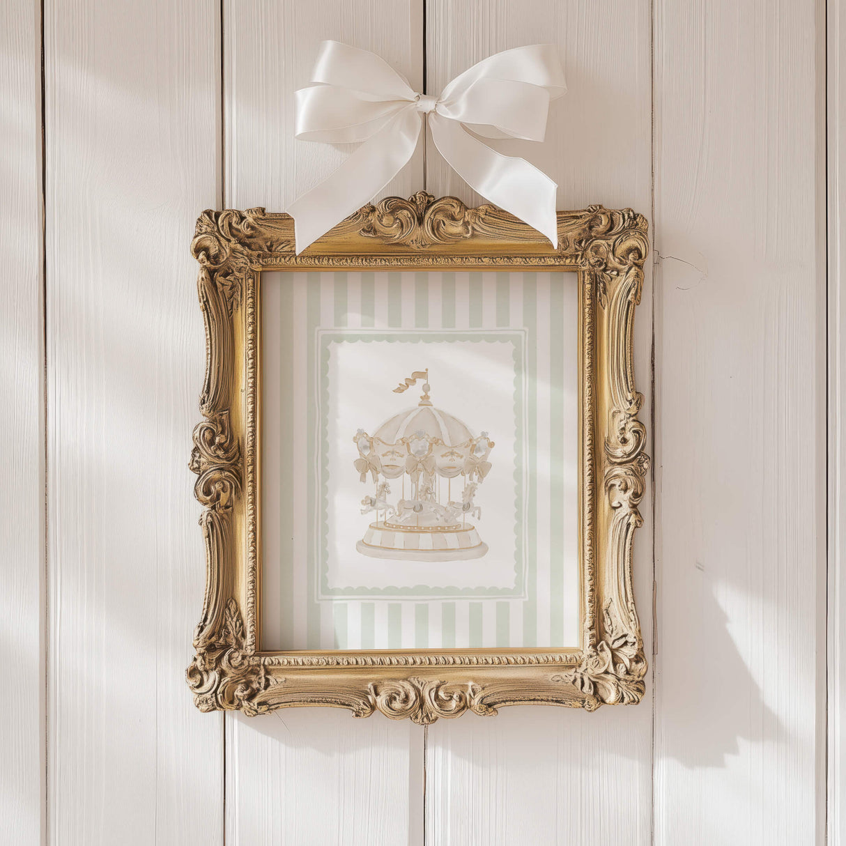 Neutral watercolor ballerina and bunny prints for modern baby nursery decor.