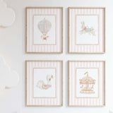 Baby girl printable artwork in vintage pink and beige carousel theme

