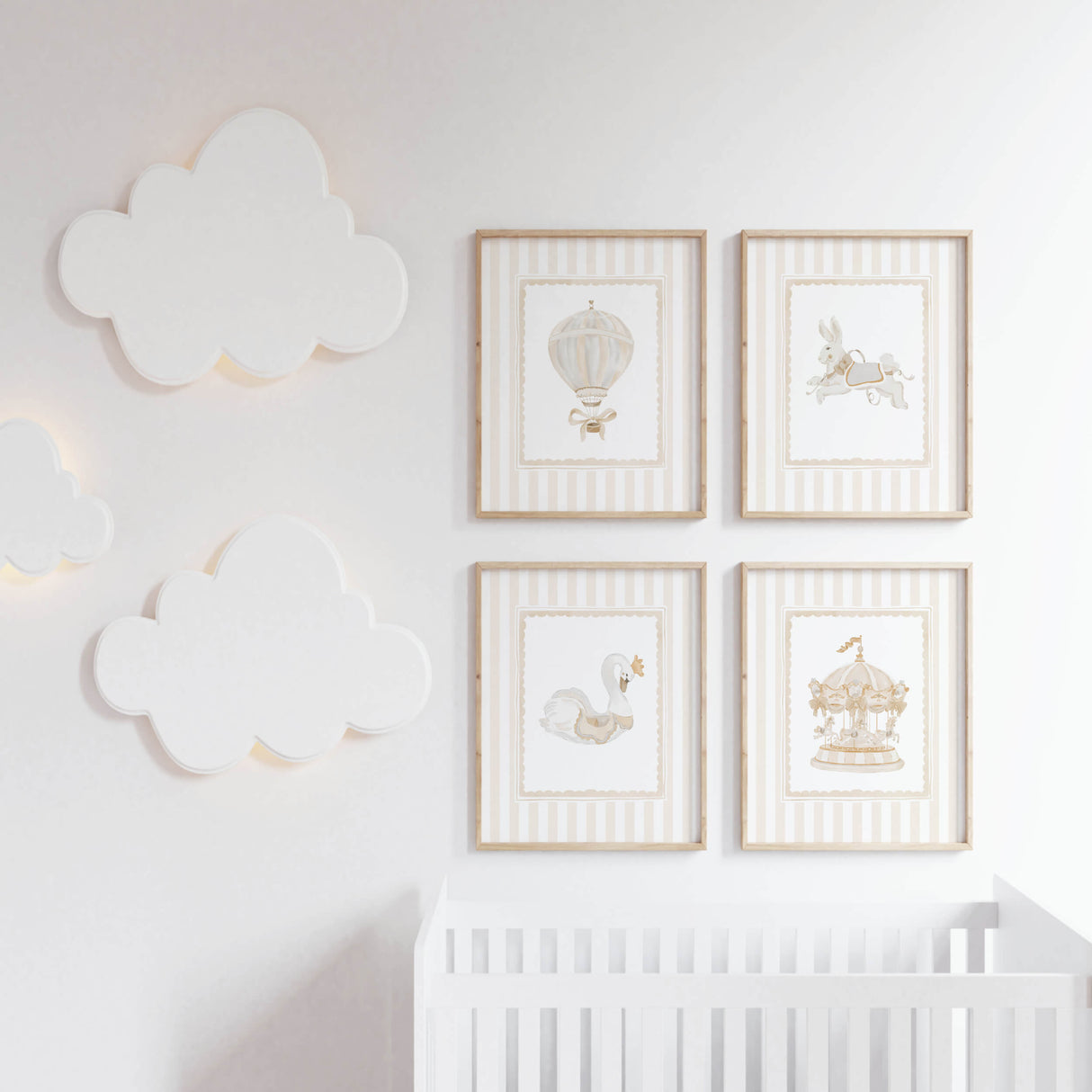Soft luxury beige nursery wall decor in printable digital format

