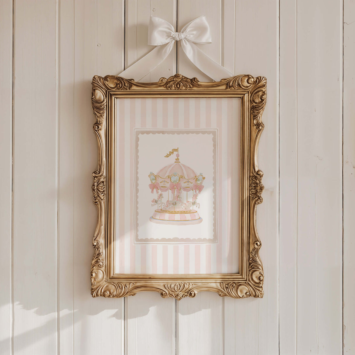 Printable nursery decor bundle with ballerina, balloon, and carousel in soft tones



