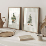 Watercolor floral and pine Christmas decor digital prints.