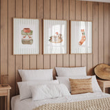 Cozy sage green watercolor Christmas wall decor digital download set.