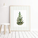 Watercolor pine tree print set digital download for festive home wall decor.