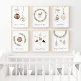 Set of 6 watercolor christmas decor print for christmas home decor