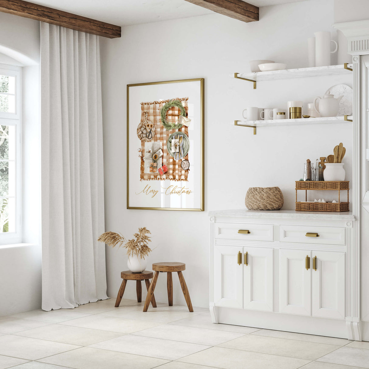 Watercolor Christmas print digital download for cozy modern home.