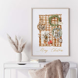 Rustic watercolor Merry Christmas wall art digital download.