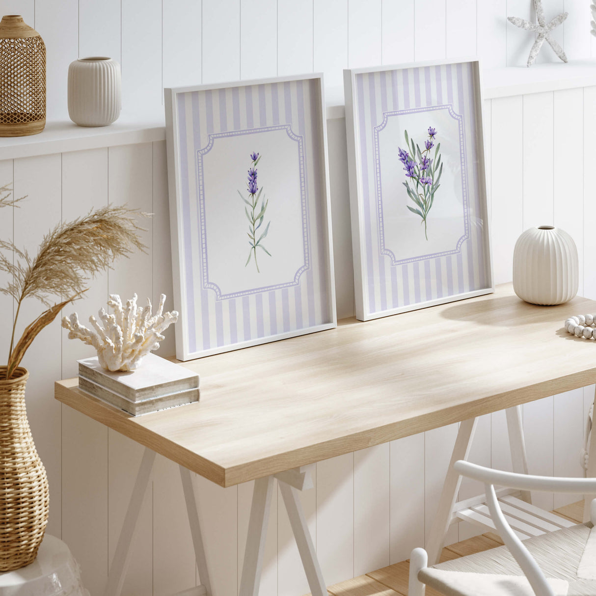 Watercolor lavender botanical wall art for girls room kitchen or entryway

