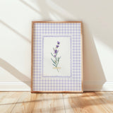 Coquette gingham lavender floral wall decor digital files

