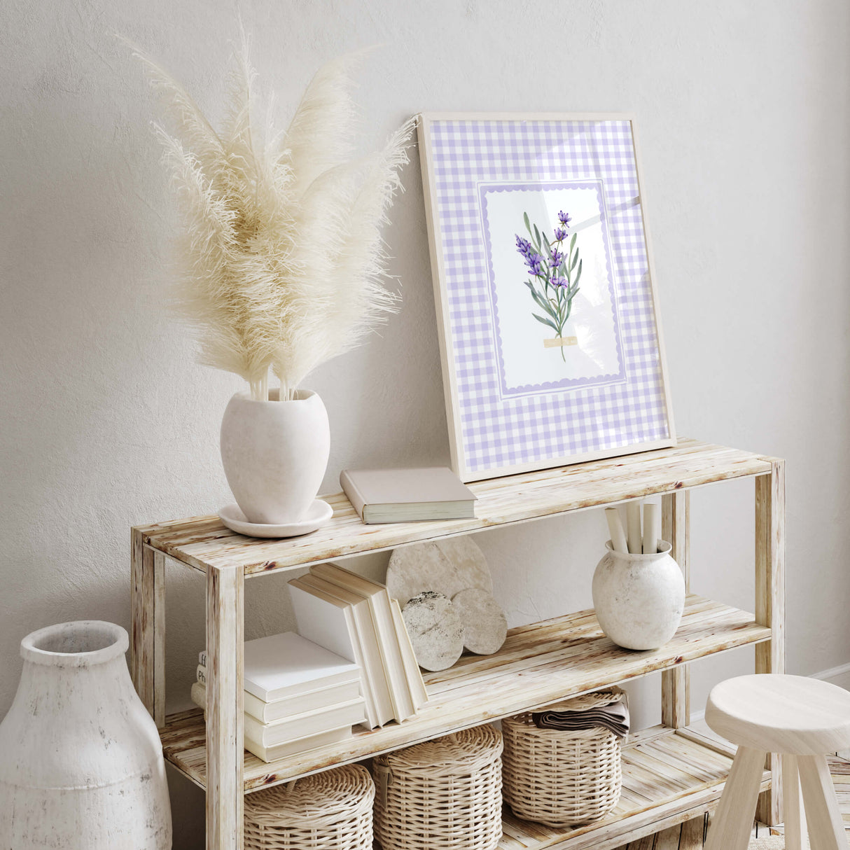 French country style lavender printables with purple plaid accents

