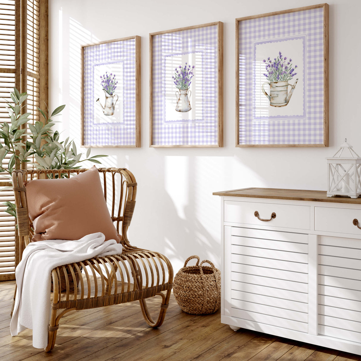Country floral kitchen artwork bundle in soft purple palette

