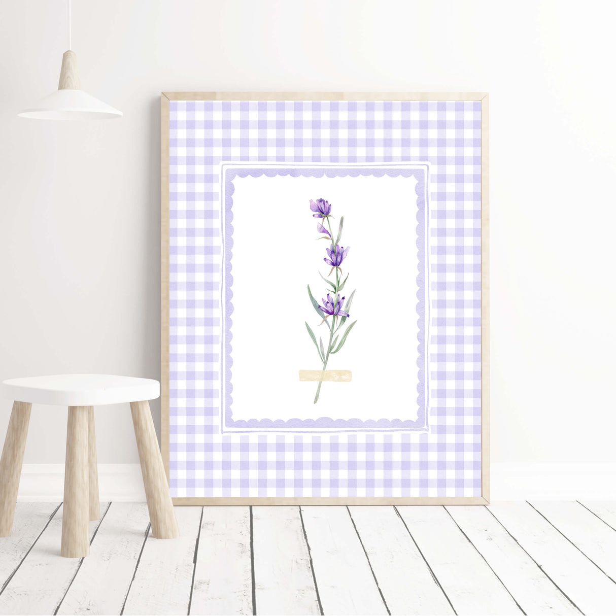French country style lavender printables with purple plaid accents

