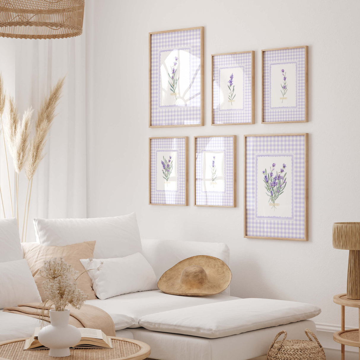 Purple cottagecore lavender wall art bundle for spring and home decor

