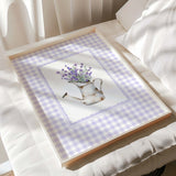 Digital download of watercolor lavender prints in purple gingham frames

