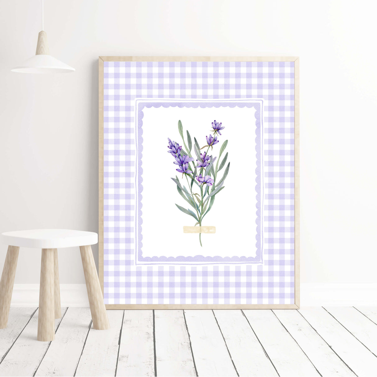 Rustic lavender flower poster set in pastel lilac tones

