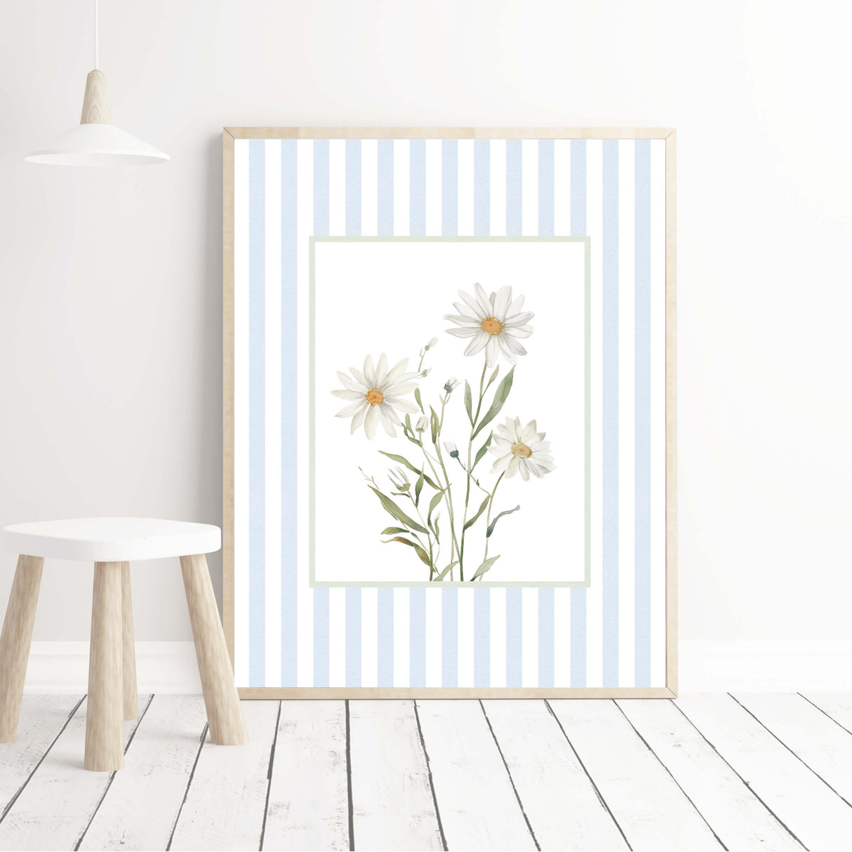 Rustic wildflower daisy wall art prints with farmhouse color palette.

