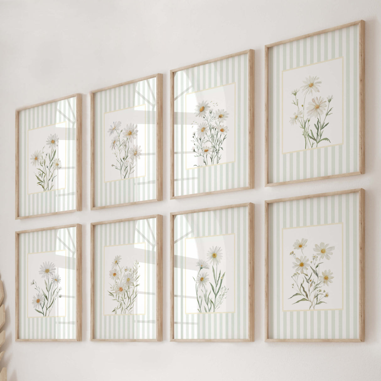 Botanical daisy printable art collection for farmhouse or boho style homes

