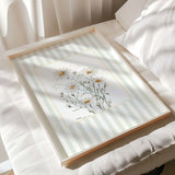 Printable wildflower set with pastel sage green daisy artwork for home

