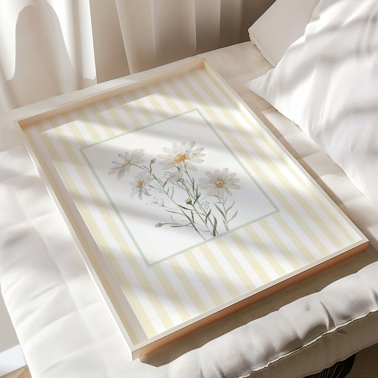 Pastel yellow daisy wall prints bundle set for boho cottagecore vintage wall gallery

