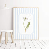 Boys room floral printable artwork with wildflowers and soft pastel tones