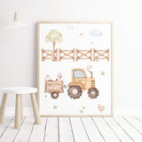 Farm Nursery Prints with Girl -  Set of 3