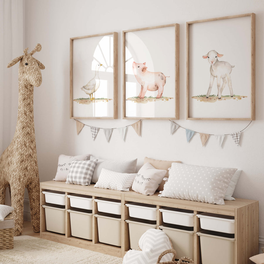 Farm Nursery Prints with Animals - Set of 6 – Neutral Nursery Decor