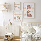 Farm Nursery Prints with Girl -  Set of 3