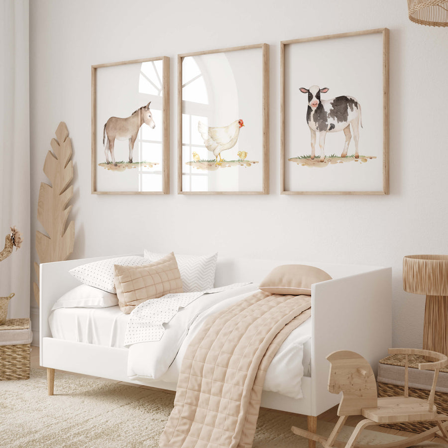 Farm Nursery Prints with Animals - Set of 6 – Neutral Nursery Decor