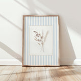 Digital download botanical art prints in blue and beige tones

