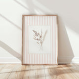 Soft boho nursery printable art set with neutral florals and stripe patterns

