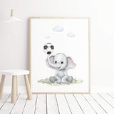 Watercolor safari soccer print for nursey room decor.