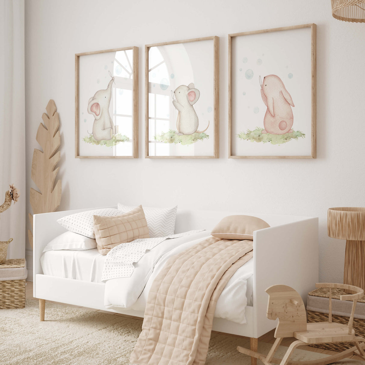 Animals with Bubble Blowers Nursery Prints - Set of 3