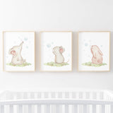 Animals with Bubble Blowers Nursery Prints - Set of 3