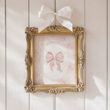 Pink floral bow art set digital download styled in modern nursery interior
