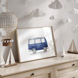 Navy blue construction vehicles nursery wall art printable for boys room