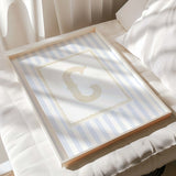 "Baby boy nursery alphabet wall art set A–Z initials in soft blue and beige"