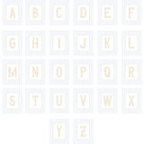 "Beige alphabet letters on blue striped background printable nursery decor"