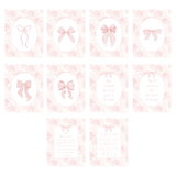 Vintage rose floral initial print with soft ribbon bow, nursery wall art