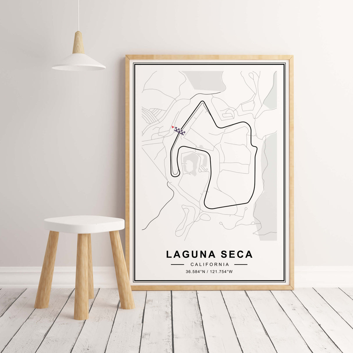 Raceway Laguna Seca motorsport circuit art print ideal for any room decor, living room, garage, wall decor, office art and gift idea, man gift, father gift, birthday gift.