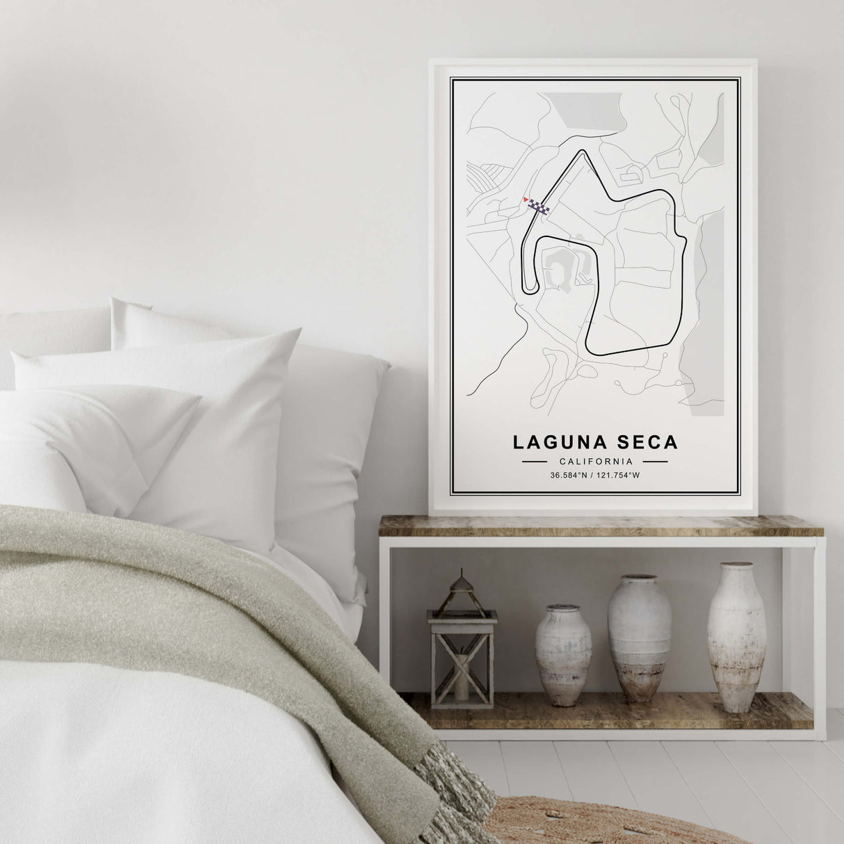 Raceway Laguna Seca motorsport circuit art print ideal for any room decor, living room, garage, wall decor, office art and gift idea, man gift, father gift, birthday gift.